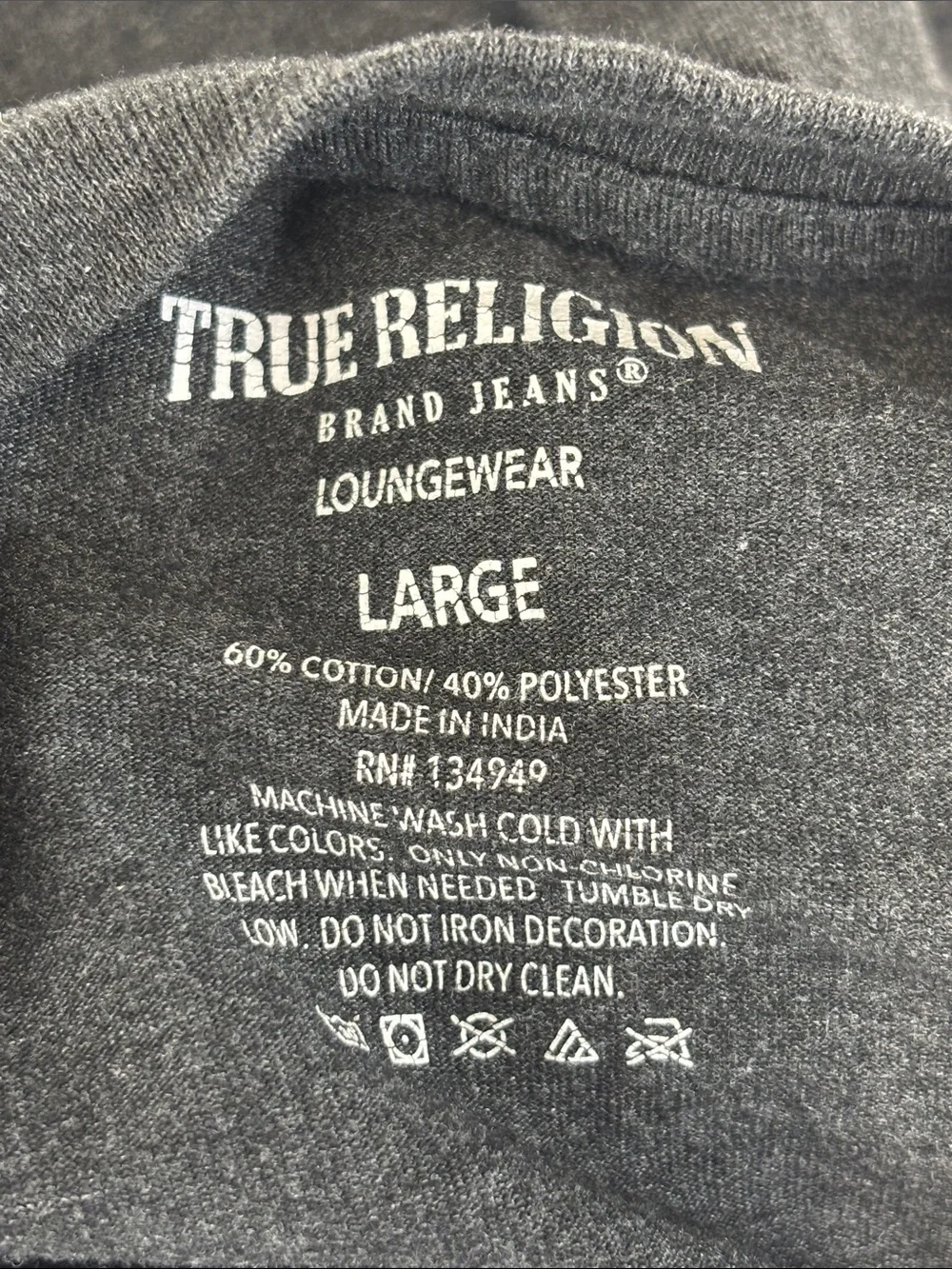 TRUE RELIGION Men's Horseshoe U Logo Tee T-Shirt Size Large
